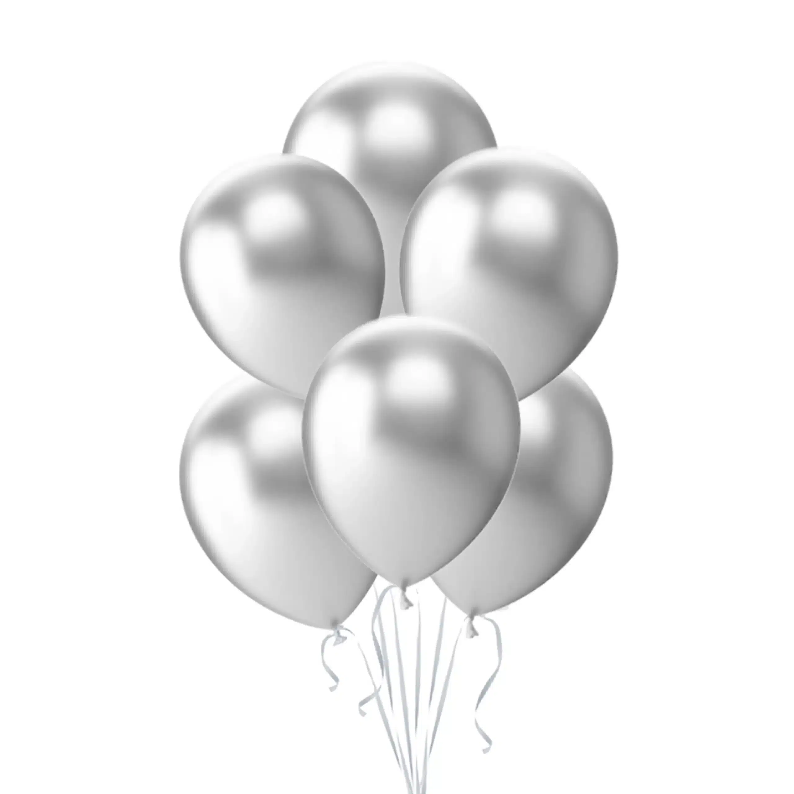 6 Silver Chrome Balloons
