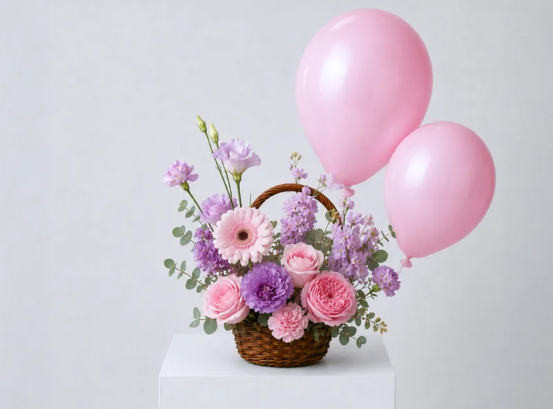 Blush Balloon Basket — flower & gift delivery
