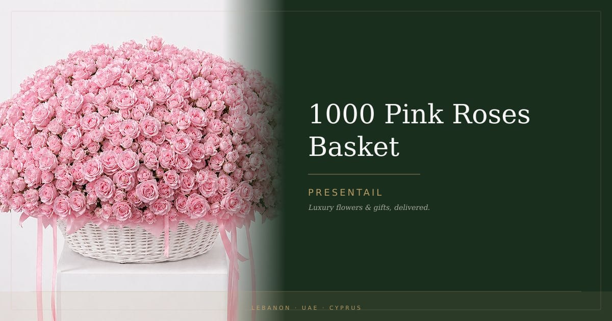 1000 Pink Roses Basket