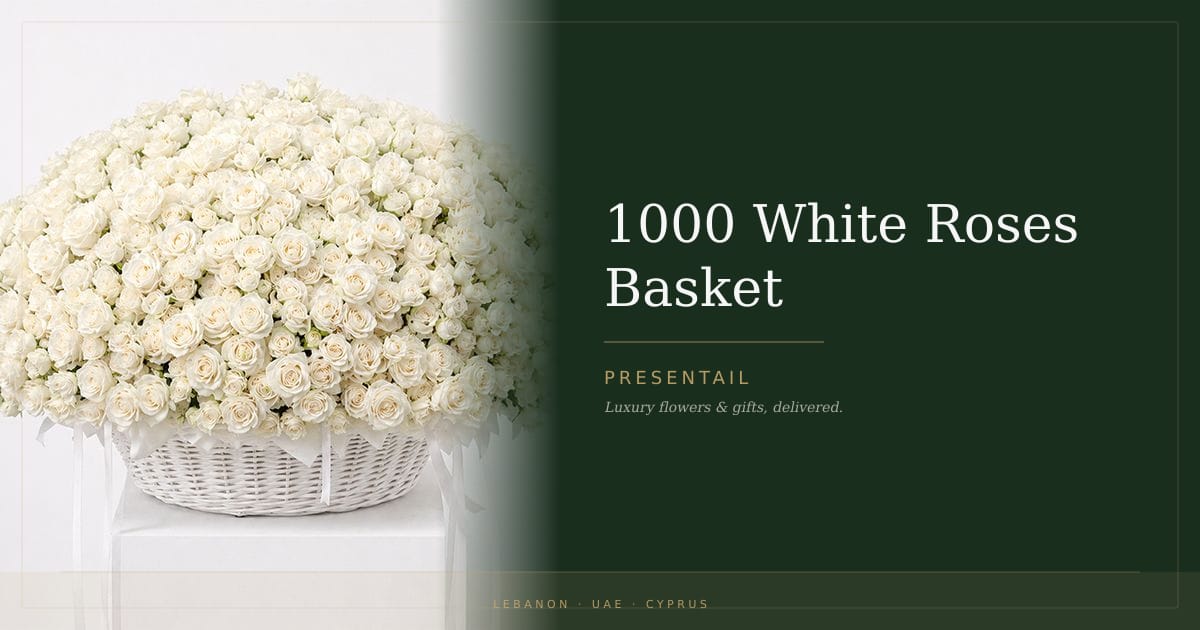 1000 White Roses Basket