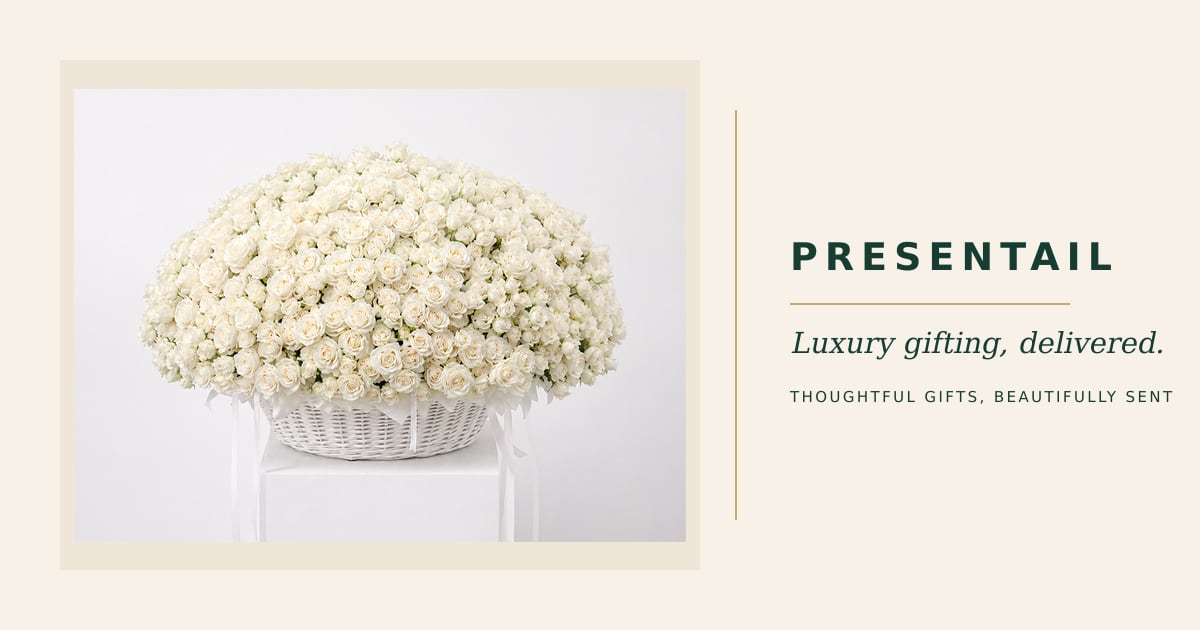 1000 White Roses Basket