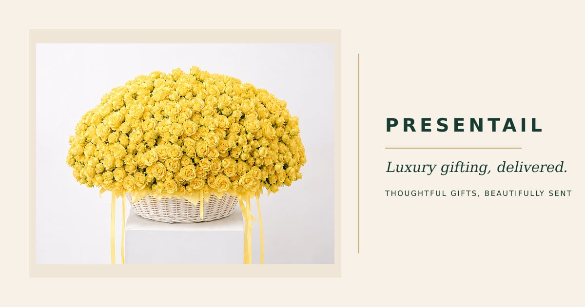 1000 Yellow Roses Basket