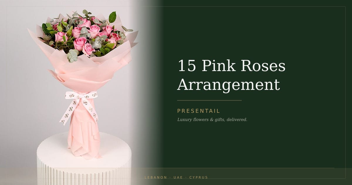 15 Pink Roses Arrangement