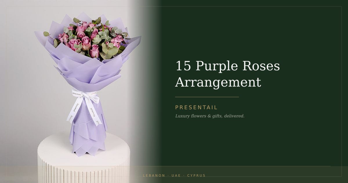 15 Purple Roses Arrangement
