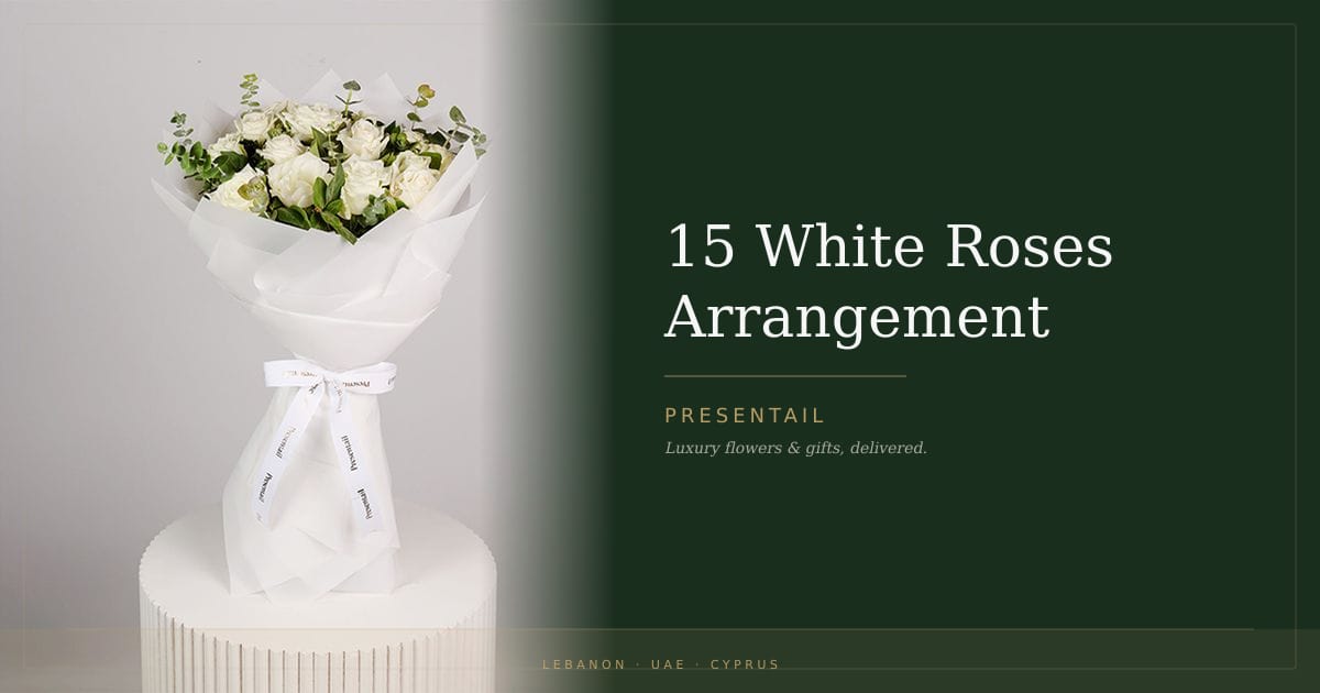 15 White Roses Arrangement
