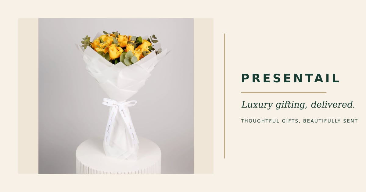 Arrangement de 15 Roses Jaunes