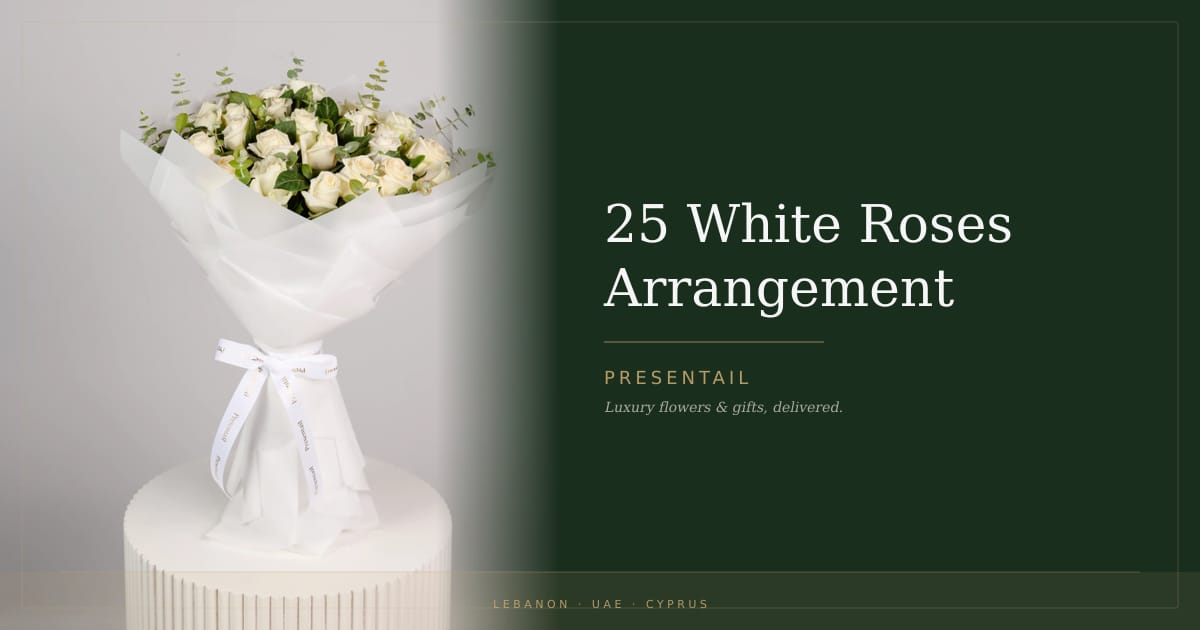 25 White Roses Arrangement