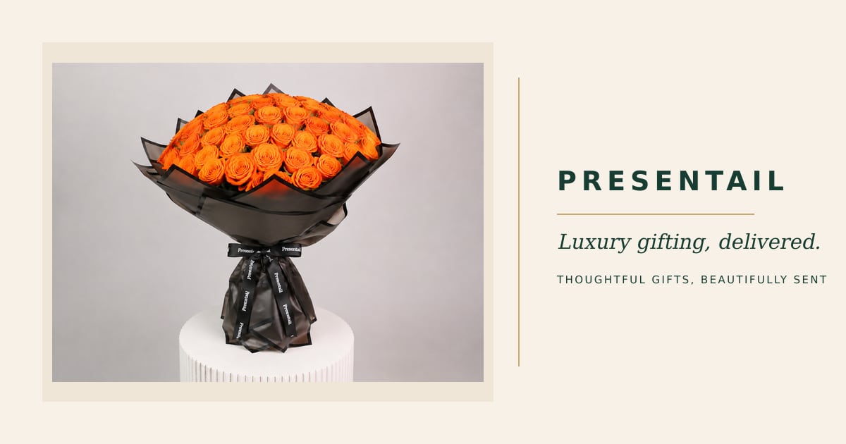 Arrangement de 50 Roses Orange