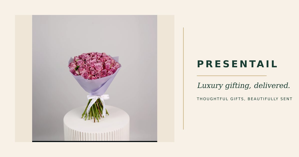 50 Purple Roses Arrangement
