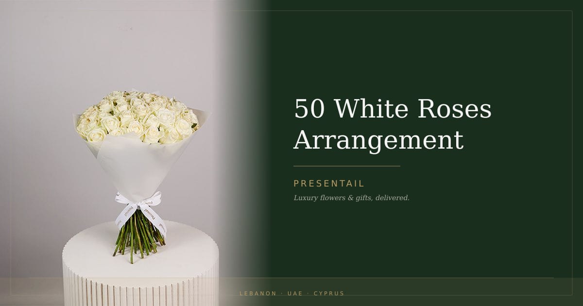 50 White Roses Arrangement