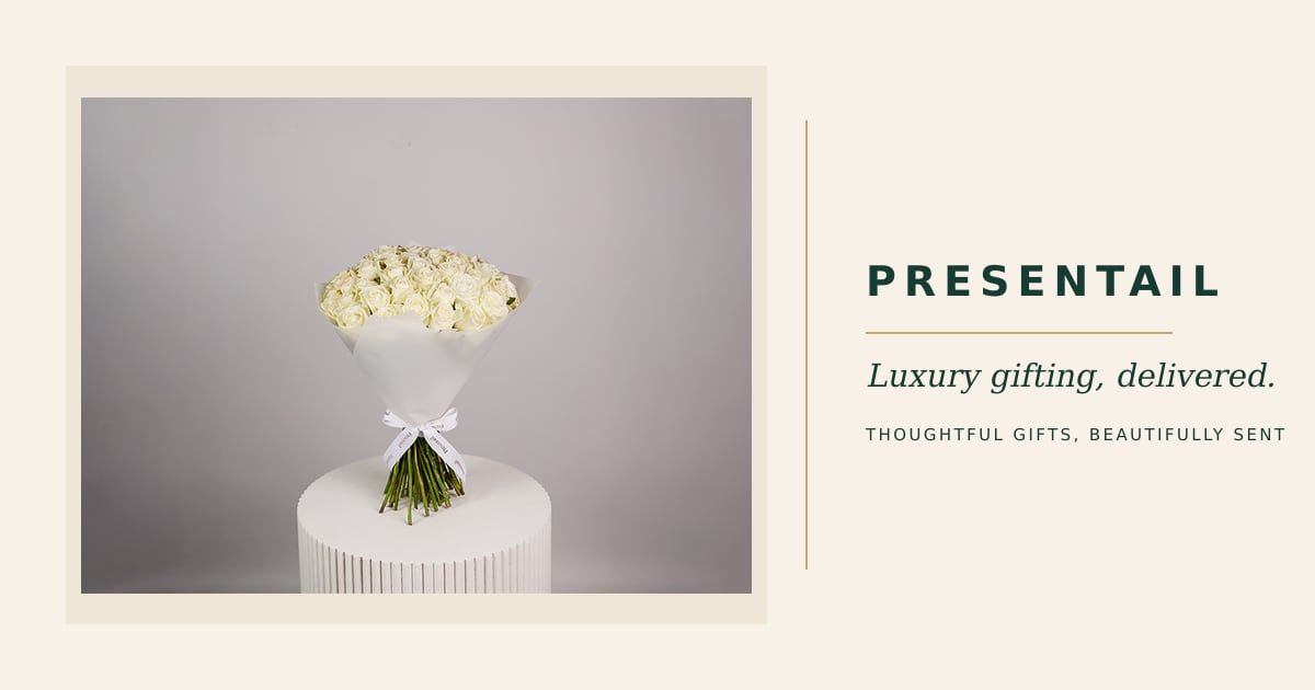 50 White Roses Arrangement
