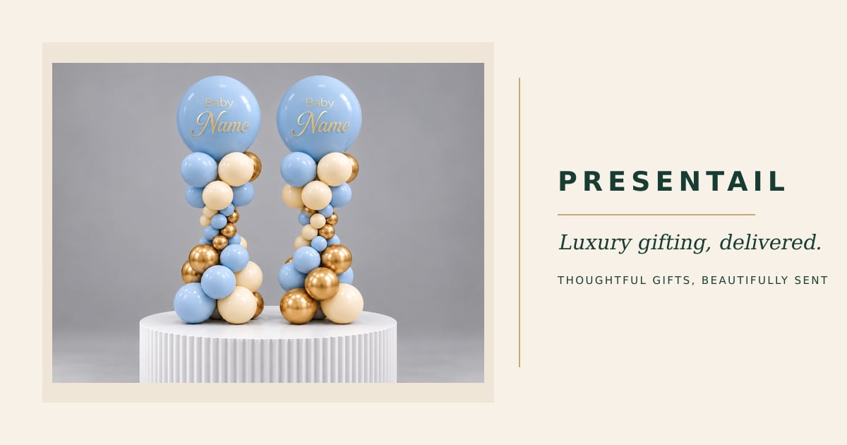 Baby Blue Balloon Columns