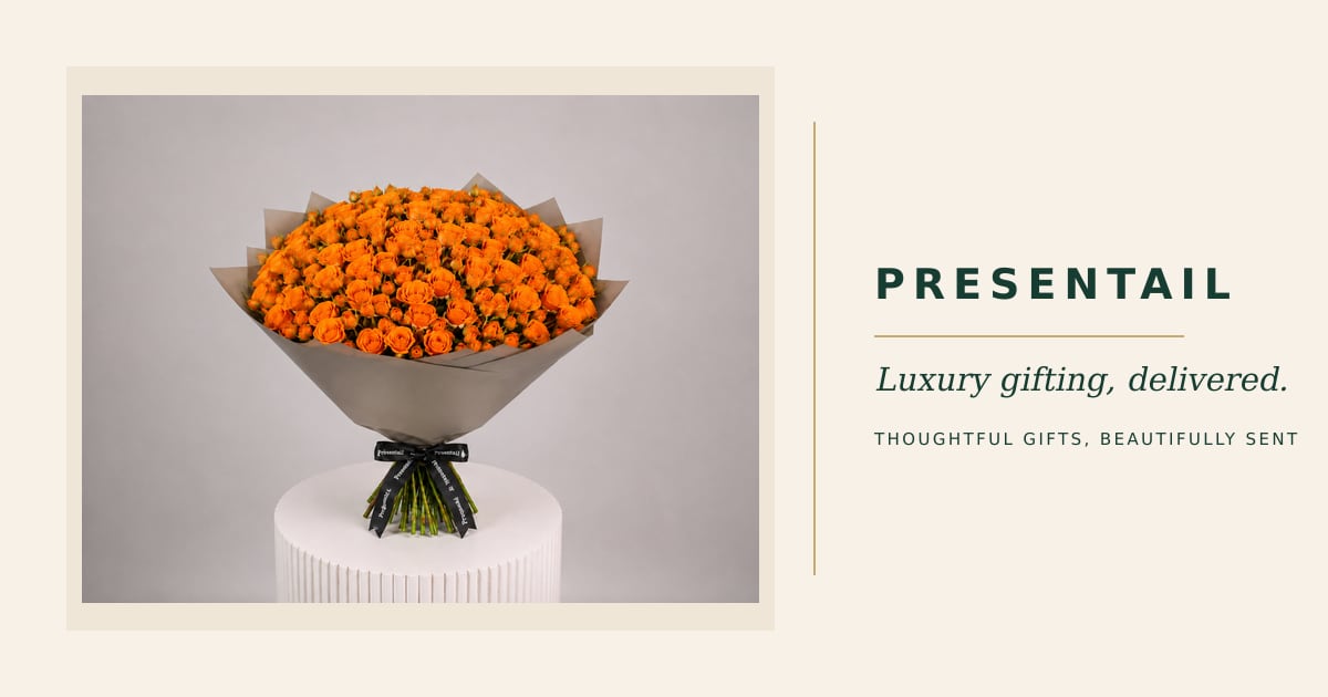 Big Orange Baby Rose Bouquet