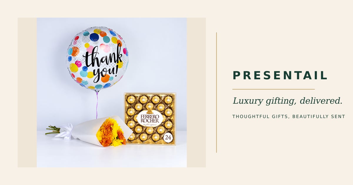 Bright Thank You: Flowers, Balloon &amp; Ferrero Gift Set