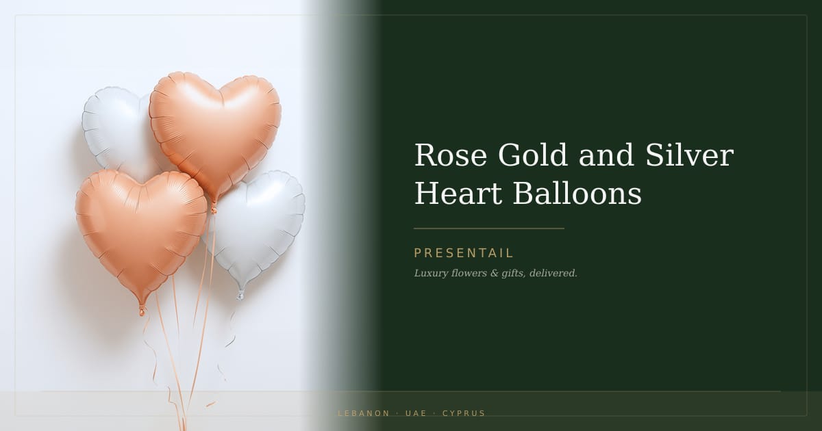 Rose Gold and Silver Heart Balloons