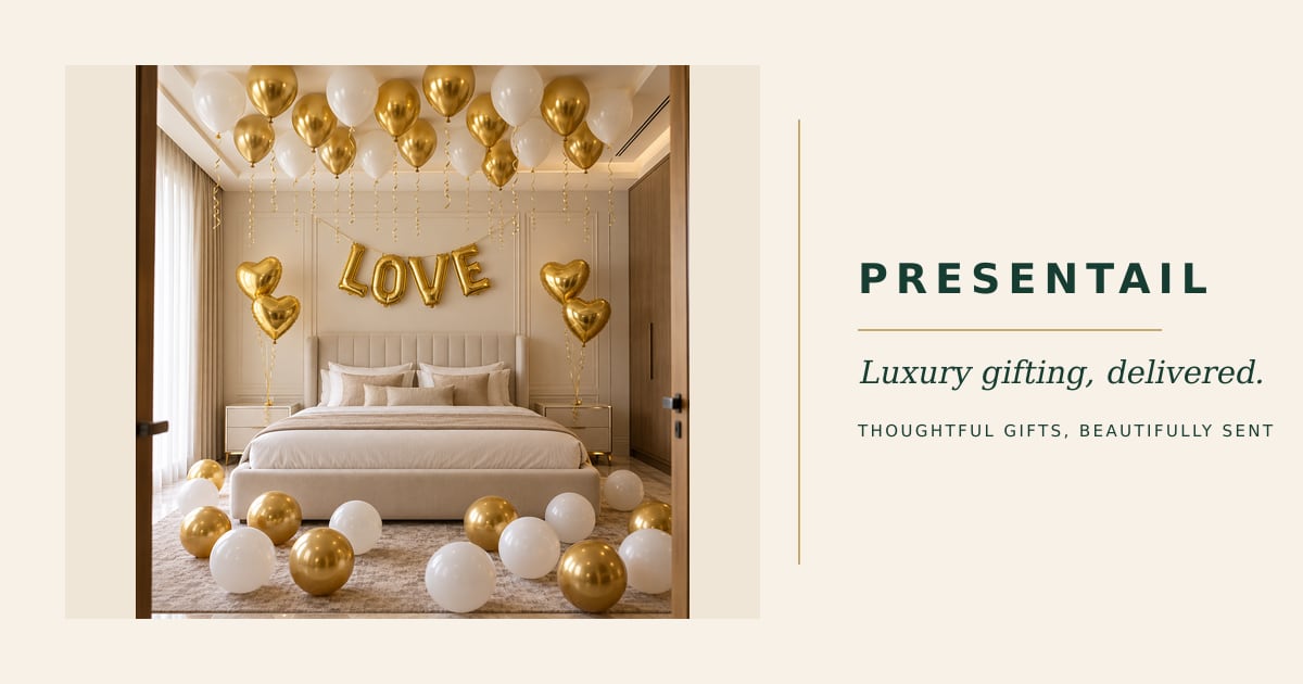 White &amp; Gold Engagement Room Decoration