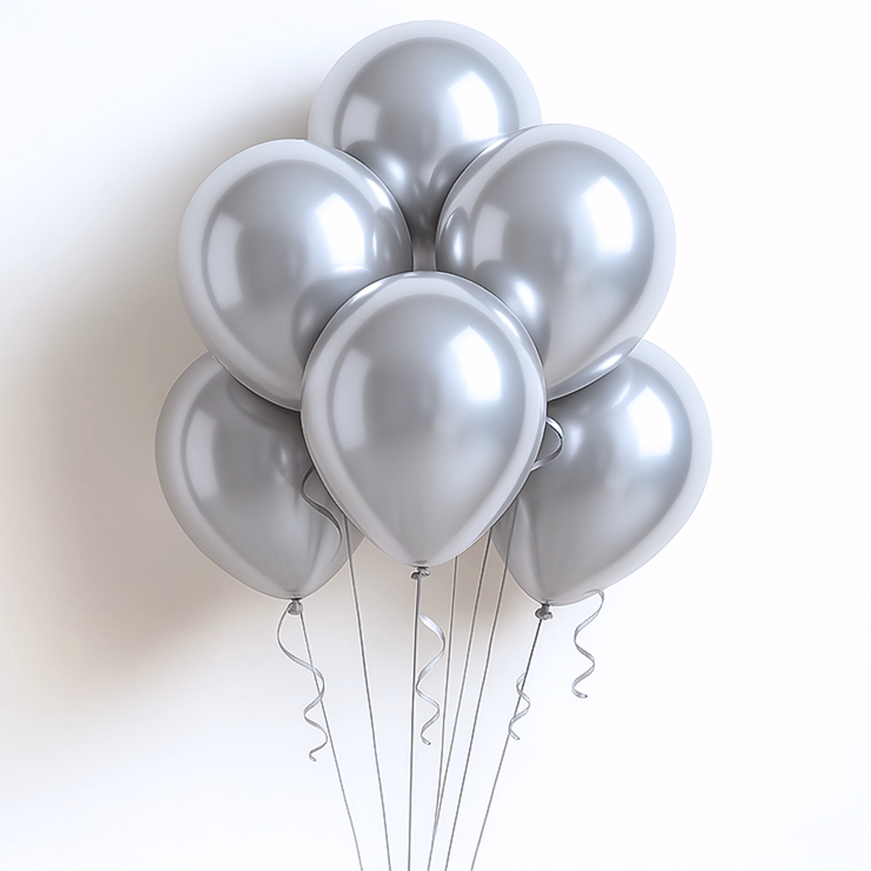 6 Silver Chrome Balloons