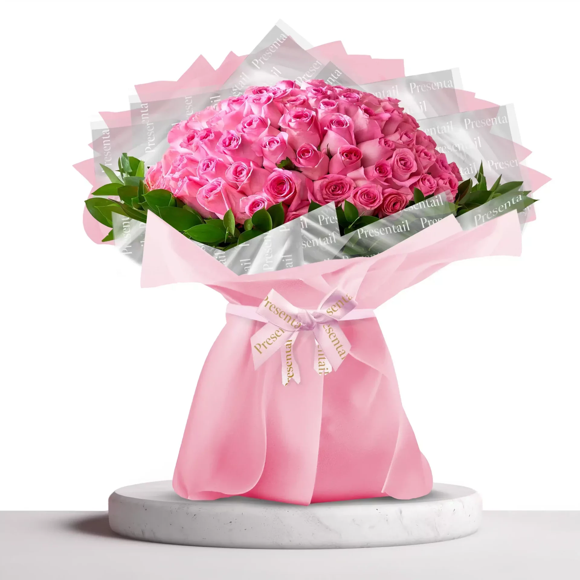 100 Pink Roses Arrangement
