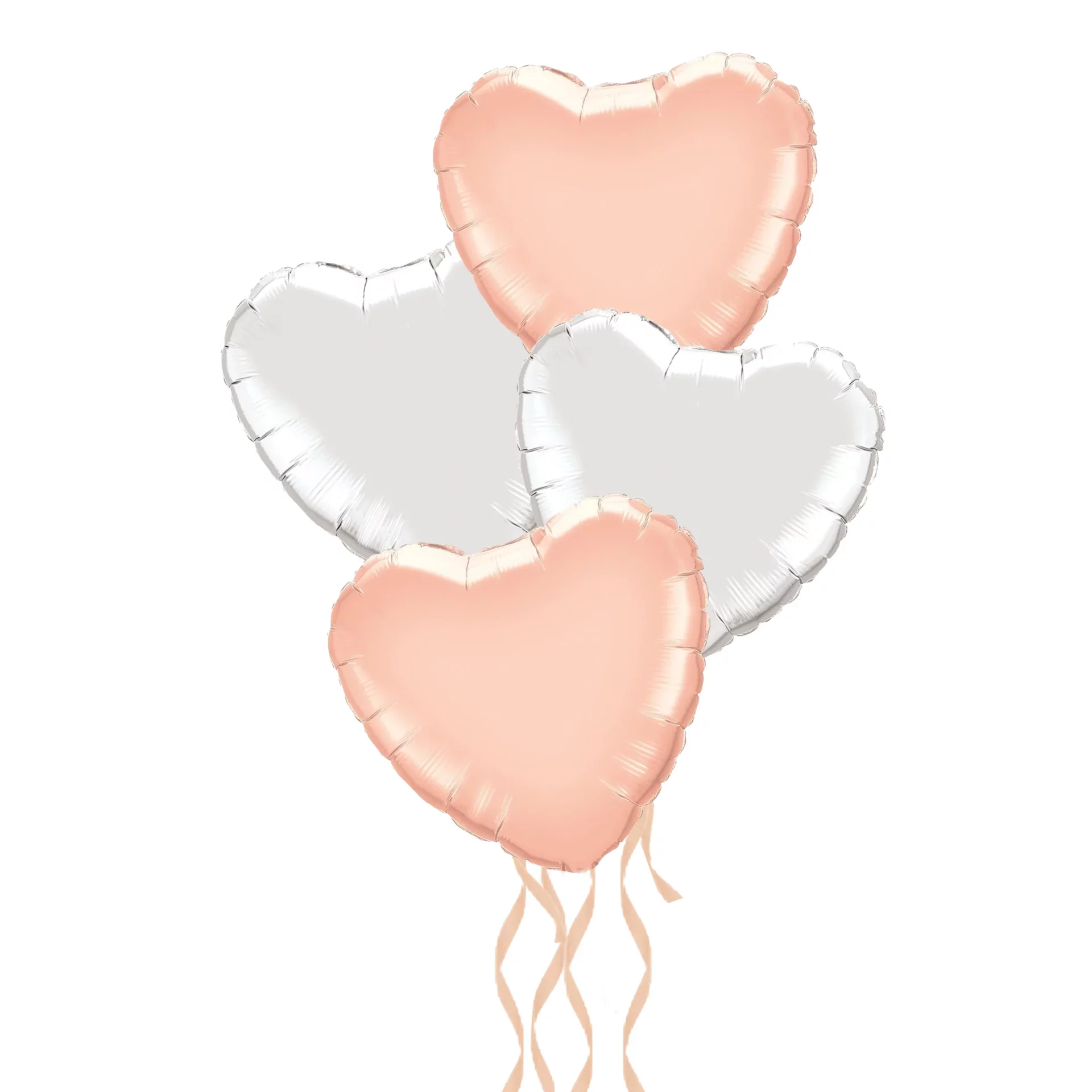 Rose Gold and Silver Heart Balloons