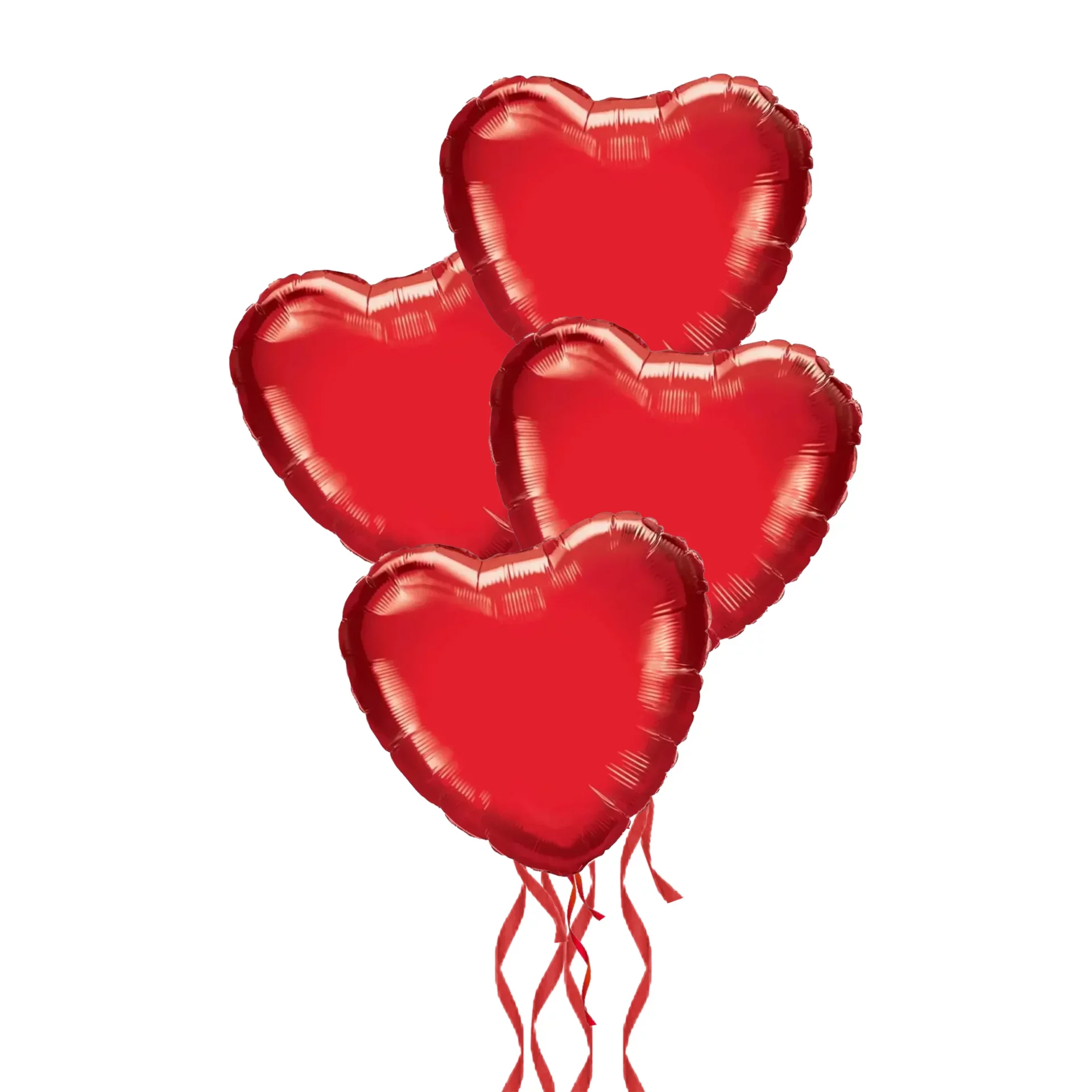 4 Red Heart Balloons