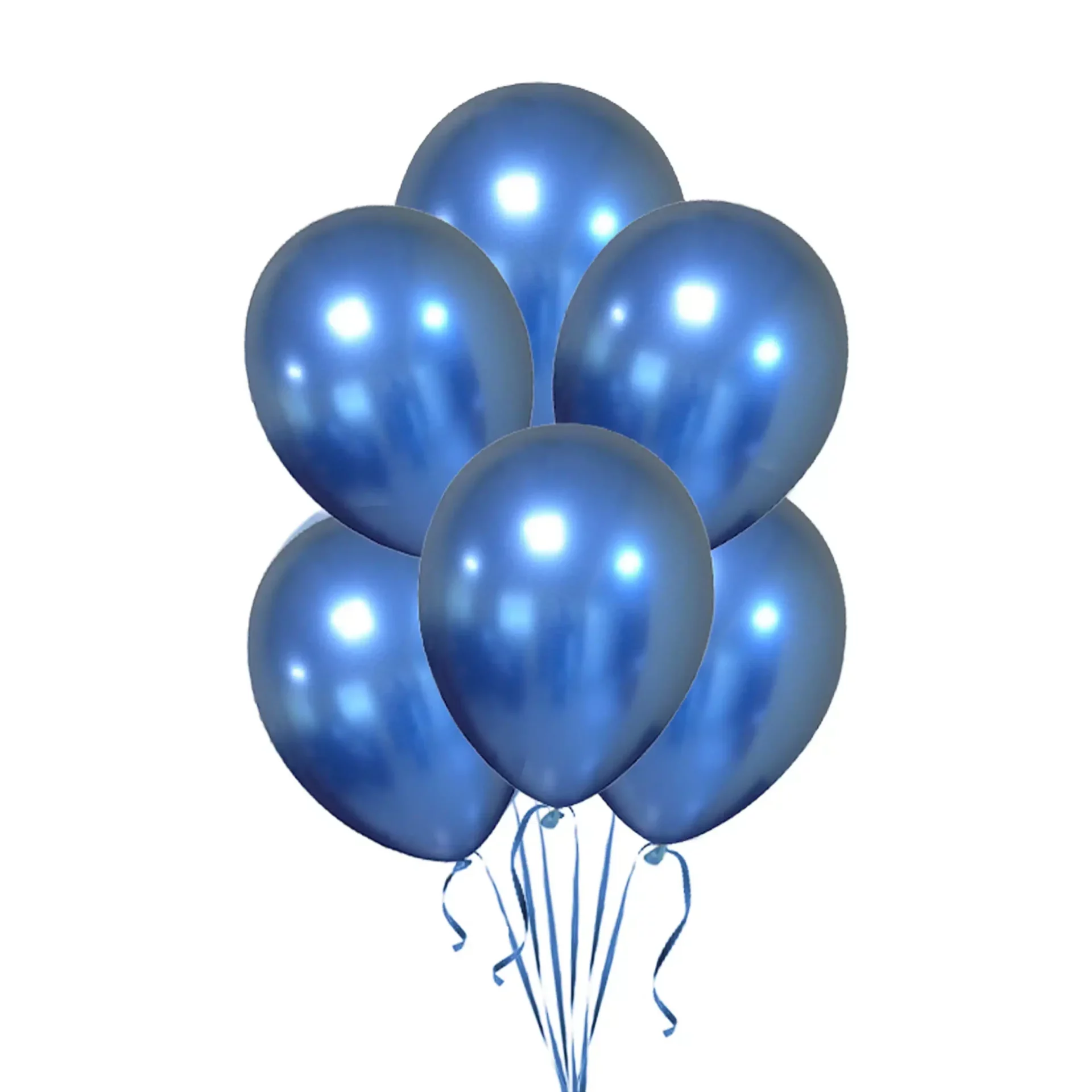 6 Blue Chrome Balloons