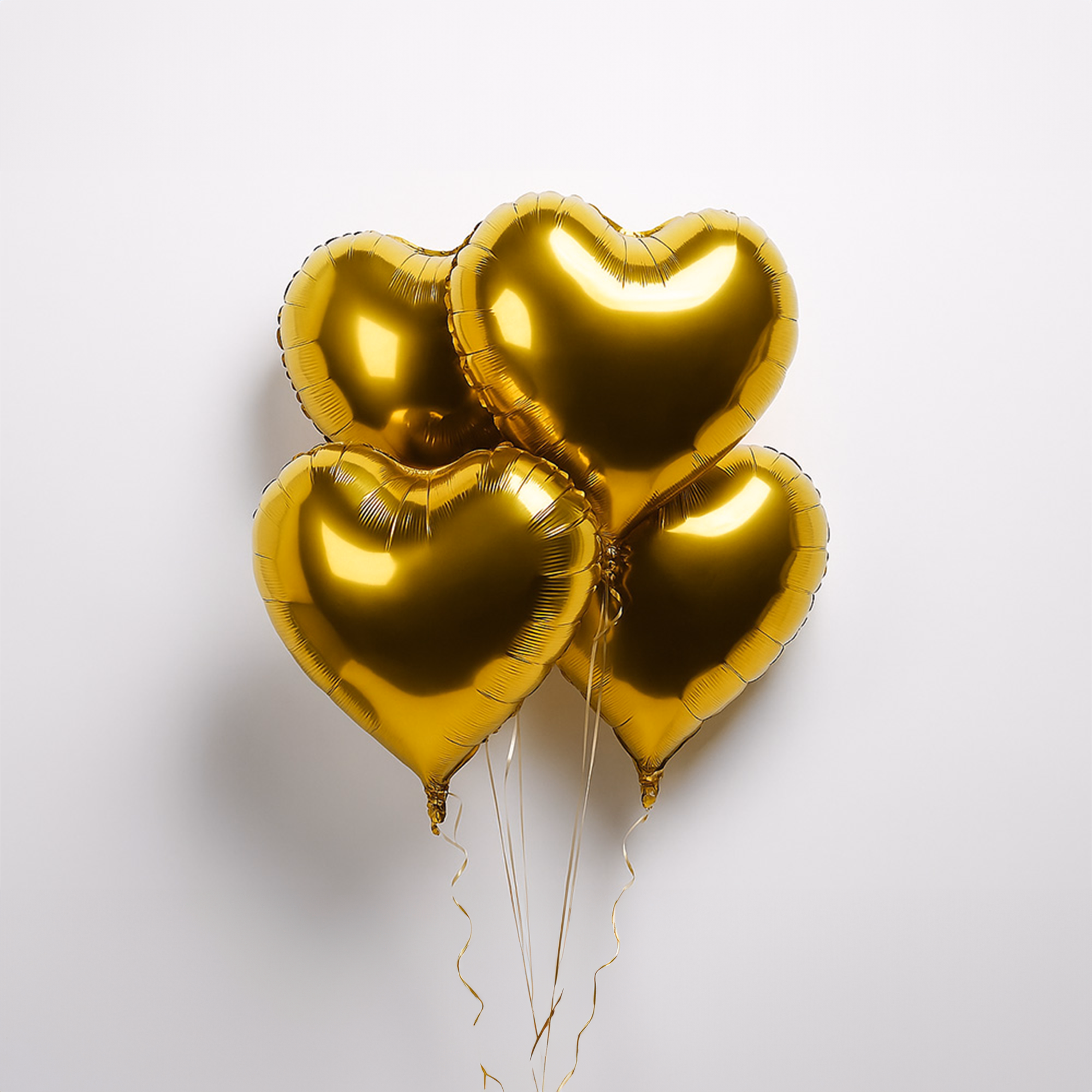 Four Gold Heart Balloons