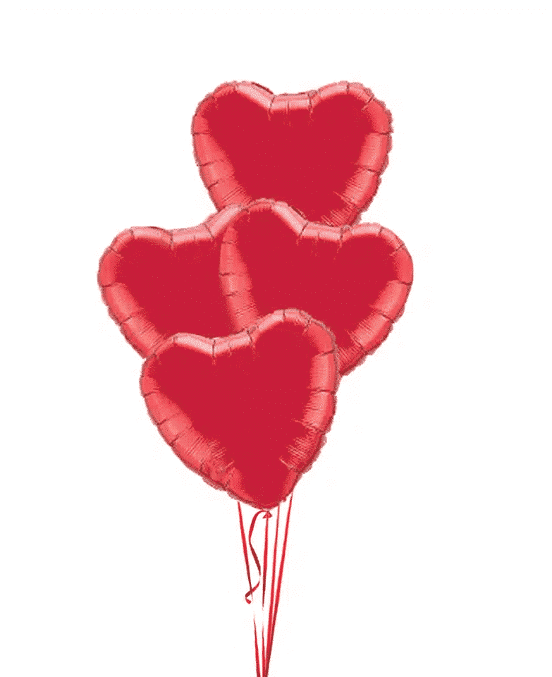 4 Red Heart Balloons Love Balloons delivery in Lebanon